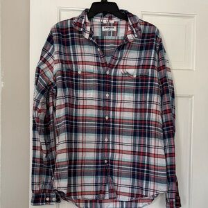 Express Men's Plaid Button-Down Shirt - Red, Blue, White